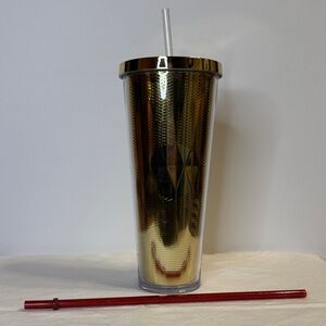 Starbucks Metallic Gold Tumbler with 2 Straws